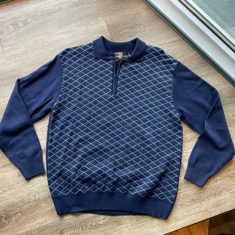 Gran Sasso White and Blue Sweater